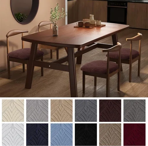 Vista 2 de Genina Juego de 6 fundas impermeables para sillas de comedor, fundas de asiento elásticas de jacquard para sillas de comedor, fundas protectoras
