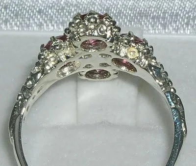 Vista 5 de Anillo de plata de ley 925 con ópalo auténtico y turmalina rosa para mujer