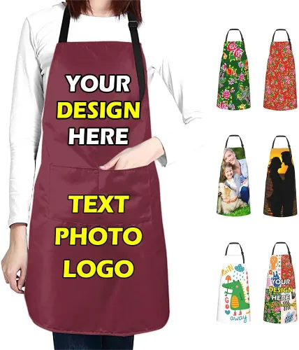 Vista 34 de Delantales impermeables personalizados para diseñar tu propia imagen, logotipo, texto, añadir fotos, delantal para cocinar hornear, 33 x 27.5