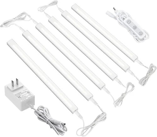 Vista 11 de ASOKO Luces LED regulables para debajo del gabinete, blanco cálido 3000 K, 3 piezas de 12 pulgadas conectables LED enchufe de iluminación