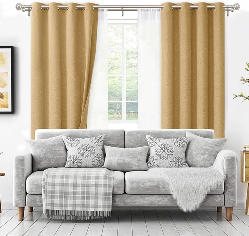Vista 3 de KAMANINA Barras de cortina dobles para ventanas de 72 a 144 pulgadas, oro Dorado champán