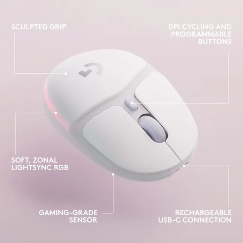 Vista 8 de Logitech G Combo inalámbrico para juegos, teclado G715 y mouse G705, iluminación RGB LIGHTSYNC, velocidad de luz, inalámbrica, Bluetooth
