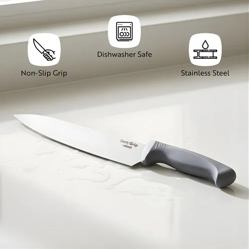 Vista 4 de Restaurantware Comfy Grip - Cuchillo de chef de 10 pulgadas, 1 cuchillo de cocina afilado, mango ergonómico, agarre antideslizante, cuchillo