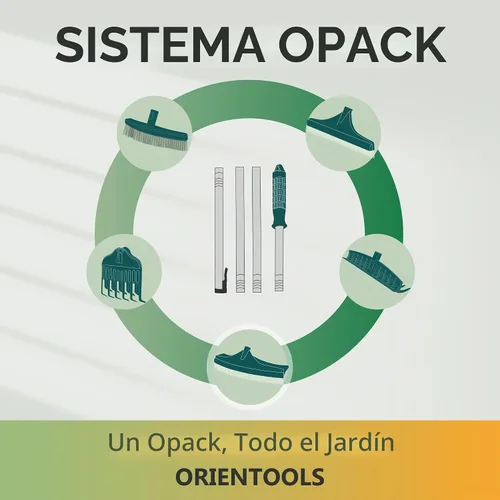 Vista 7 de ORIENTOOLS Rastrillo de césped artificial, rastrillo de césped curvado con mango de acero ajustable de 4 secciones de 30 a 53 pulgadas, cepillo