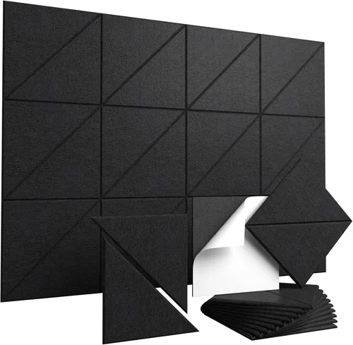 Vista 12 de Vieshful Paneles acústicos, paneles de pared absorbentes de sonido para despegar y pegar, paquete de 10 paneles de fieltro de alta densidad de 12 x