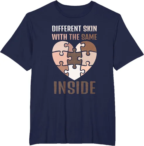 Vista 48 de Camiseta con texto en inglés "Black History Month Different Skin With The Same Love Inside