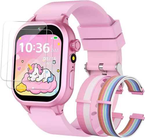 Vista 9 de MOFGDNI Reloj inteligente para niños con 39 juegos, cámara incorporada, grabadora de video, alarma, calculadora, podómetro y varios fondos