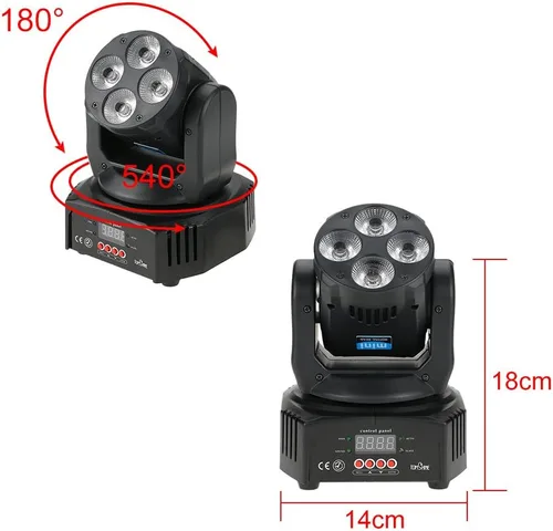 Vista 6 de Tomshine 60W DJ Moving Head Lights 6 IN1 DMX-512 16/18 Canales GOBO Iluminación de escenario Proyector activado por sonido RGBW+Ámbar+UV para fiesta