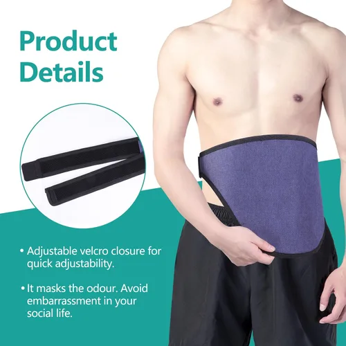 Vista 4 de Cinturón de soporte de ostomía, suministros de ostomía, cinturón invisible para bolsa de ostomía, bolsillo interior para guardar la bolsa de ostomía