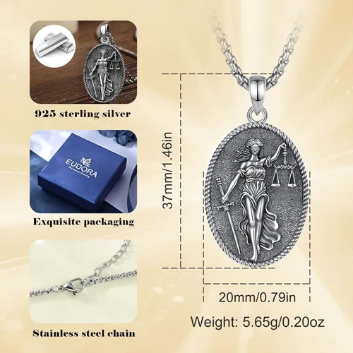 Vista 183 de EUDORA Collar de plata de ley 925 con moneda Hécate, Athena, Perséfono, Nyx, diosa de la luna triple, diosa celta, rueda de Hécate, llave, regalo