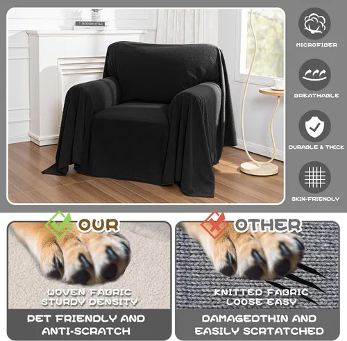 Vista 2 de MYSKY HOME Fundas negras para sofá reclinable, funda de sofá modular antideslizante para perro, fundas de sofá para sofá, protector de sofá