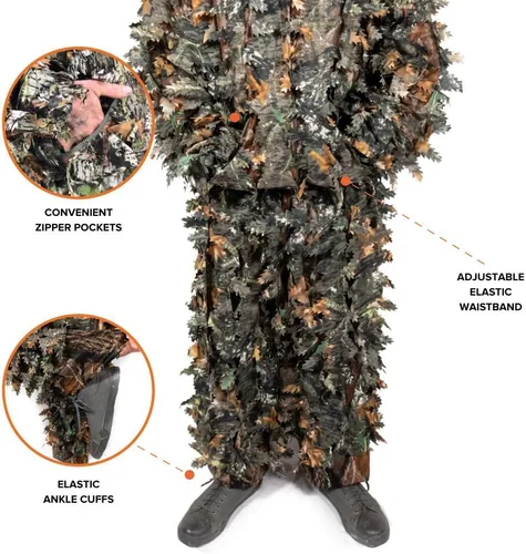 Vista 3 de Arcturus 3D Leafy Ghillie Suit™, traje con camuflaje de hojas. Madera dura para todas las estaciones