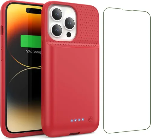 Vista 8 de Funda de batería para iPhone 13/13Pro/14,7500 mAh, funda protectora ultradelgada, funda de carga de batería expandible portátil recargable Negro