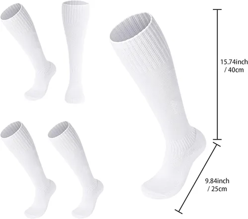 Vista 3 de FPAKDH 2 pares de calcetines de fútbol para niños y jóvenes de 5 a 12 años de edad, transpirables, calcetines de entrenamiento deportivo para niñas
