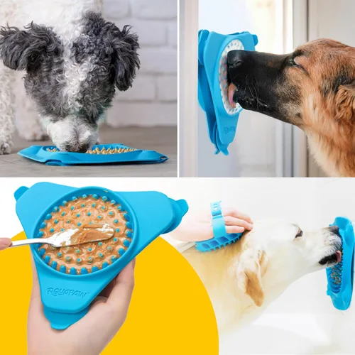 Vista 4 de Aquapaw Alfombrilla de silicona para lamer perros – Almohadilla de alimentación lenta con ventosa – Ayuda calmante para el tiempo del baño y aseo