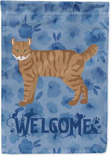 Vista 322 de Caroline's Treasures CK4813CHF - Bandera de bienvenida con gato abisinio azul, manga grande, para porche, para colgar en la pared, poliéster