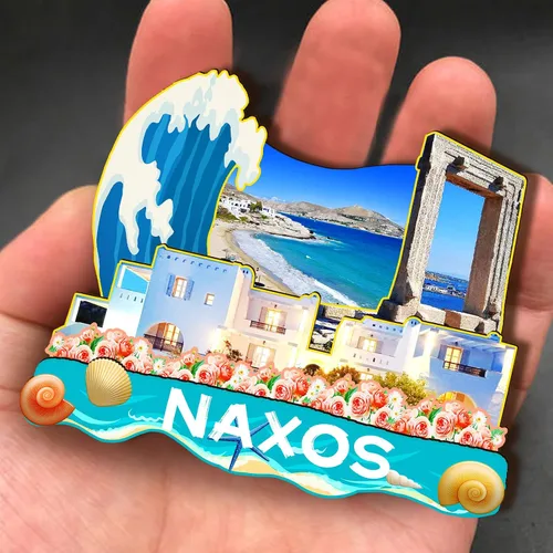 Vista 4 de Naxos Grecia - Imán de madera 3D para nevera, recuerdos coleccionables, decoración hecha a mano, 3