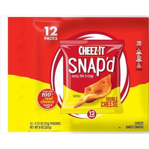 Vista 7 de Cheez-It Snap'd - Chips de galletas de queso, patatas fritas finas, aperitivos de almuerzo, queso doble, caja de 36 onzas (4 bolsas)