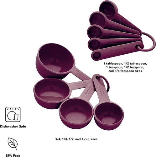 Vista 2 de KitchenAid Juego de tazas medidoras y cucharas, remolacha, 9 piezas