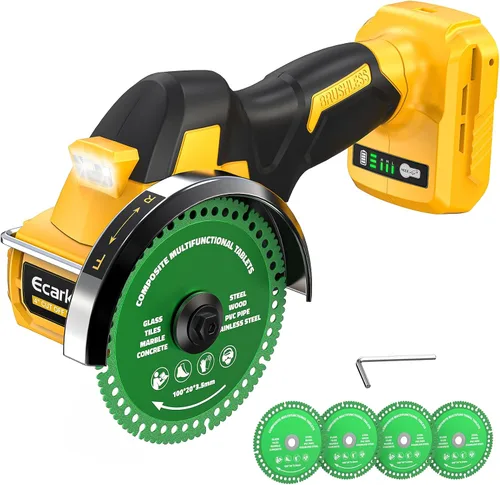 Vista 10 de Ecarke Herramienta de corte inalámbrica compatible con batería DeWalt de 20 V, motor sin escobillas de sierra circular de 3 pulgadas con cuchillas