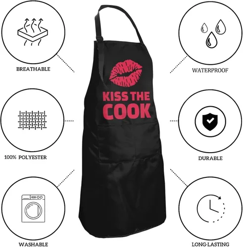 Vista 5 de Delantal ajustable con babero para hombres y mujeres, chef, cocina, barbacoa, parrilla