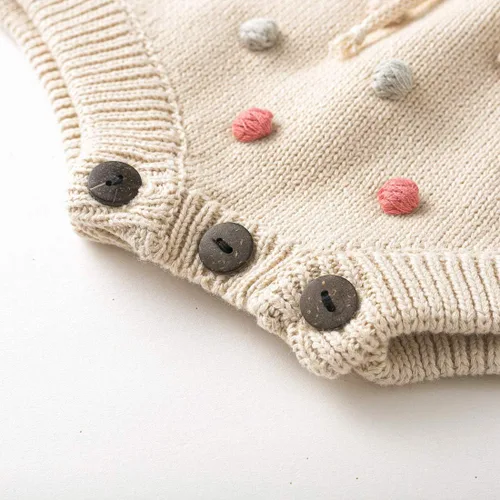 Vista 6 de Simplee kids Mameluco Kint para bebé, sin mangas, con pompones, para recién nacido, para niña