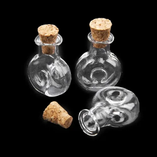 Vista 3 de ZenRa 10 piezas Mini botella de vidrio lindo frascos frascos con corcho botella de deseo frasco de vidrio colgante (XO)