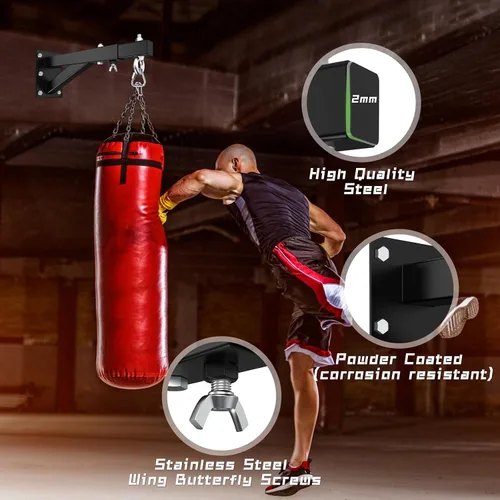 Vista 3 de Eapele Soporte para bolsa pesada, soporte de pared ajustable para saco de boxeo y entrenamiento de Muay Thai, resistente 500 libras para bolsa
