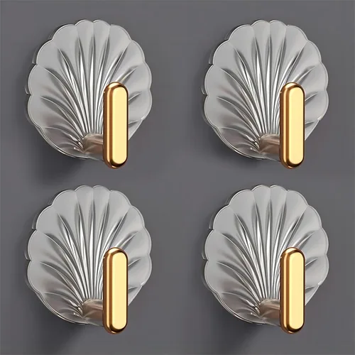 Vista 7 de Ganchos adhesivos de pared, ganchos decorativos resistentes para llaves, bolsos, sobre la puerta, paquete de 4