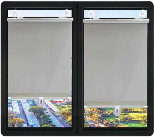 Vista 19 de Cortina opaca temporal, persiana enrollable con ventosas, cortina retráctil para sombrilla, ajustable sin perforaciones, pantalla de ventana Negro