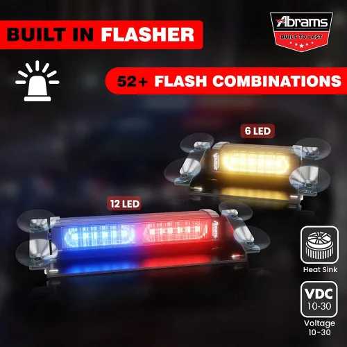 Vista 4 de Abrams SAE Class-1 Focus Series Dash LED luces, Rojo/Azul