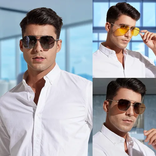 Vista 2 de VIVIENFANG Gafas de sol de aviador polarizadas hexagonales retro para mujeres y hombres, UV400 con tonos cuadrados flexibles de metal VF2207