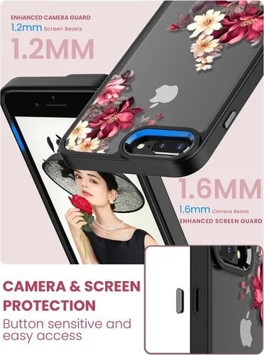 Vista 3 de Dretal Funda para iPhone 8 Plus, iPhone 7 Plus y 6 Plus, grado militar, probada contra caídas, parte trasera dura y borde suave, funda protectora