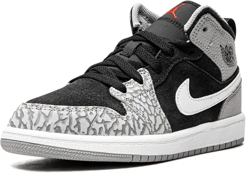 Vista 4 de Jordan Preescolar 1 Mid DM6215 016 Estampado de Elefante - Talla 3Y, Crimson BlissRush Naranja