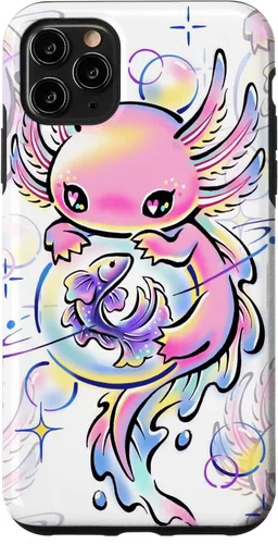 Vista 13 de Cute Kawaii Axolotl Purple Magical Crystals Case for iPhone 17