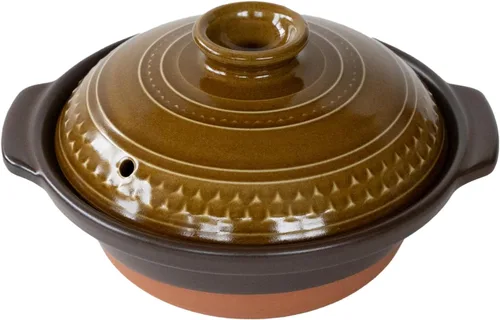 Vista 14 de Banko Ware 32781 Clear AKARI Earthenware Pot No. 8 for 2-3 People, M, 59.1 fl oz (1,500 ml), Microwave Oven, Direct Fire, Brown, Made in Japan