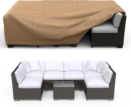 Vista 11 de Fundas para Muebles de Patio, Funda para Muebles de Exterior de Servicio Pesado Impermeable, Fundas para Juego de Sofá Seccional Funda para Juego