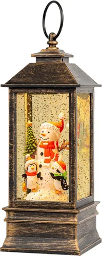 Vista 19 de Linterna de globo de nieve de Navidad con agua con escena de jengibre, funciona con batería o USB, luz musical iluminada, decoración festiva