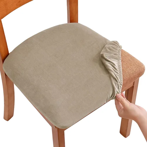 Vista 18 de Smiry - Fundas de asiento de terciopelo para silla de comedor, juego de 2, ajuste elástico, extraíbles y lavables, fundas protectoras de cojín