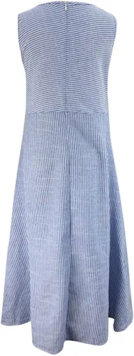 Vista 4 de Vestido largo para mujer, primavera, verano, algodón, lino, bohemio, casual, a la moda, sin mangas, para vacaciones