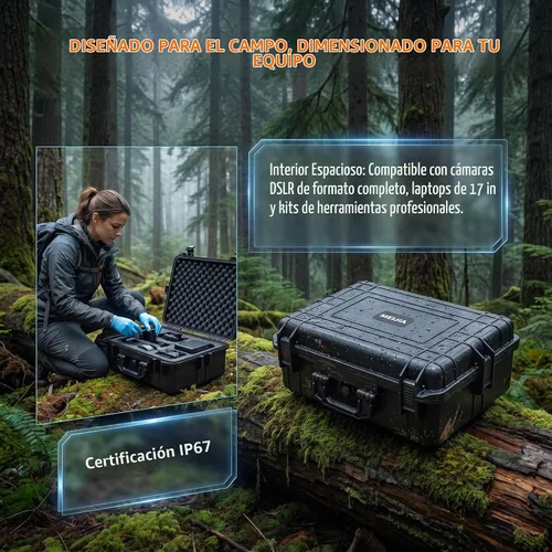 Vista 6 de MEIJIA Funda rígida protectora impermeable portátil, funda para cámara con espuma de ajuste personalizable insertada, apta para uso con drones