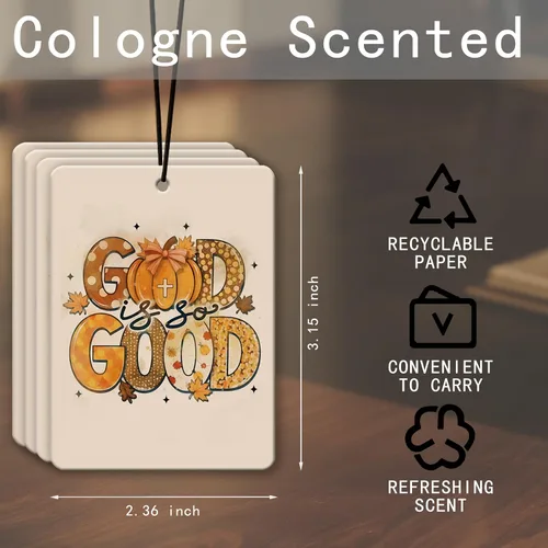 Vista 2 de Ambientador cristiano de otoño para automóvil, 4 piezas, cita religiosa acogedora perfumada, decoración colgante para mujeres y hombres, vehículos