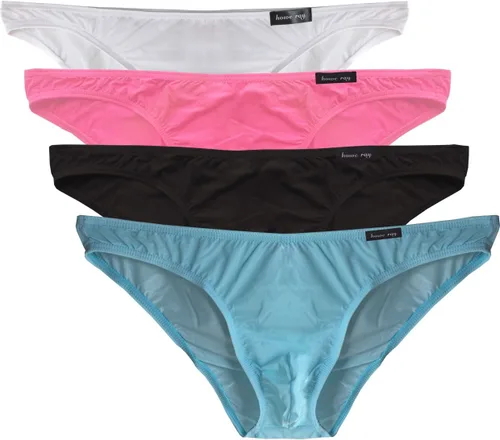 Vista 4 de WINDAY Calzoncillos de hombre Transpirable Hielo Seda Triángulo Bikinis y Escritos D318 1 paquete negro1