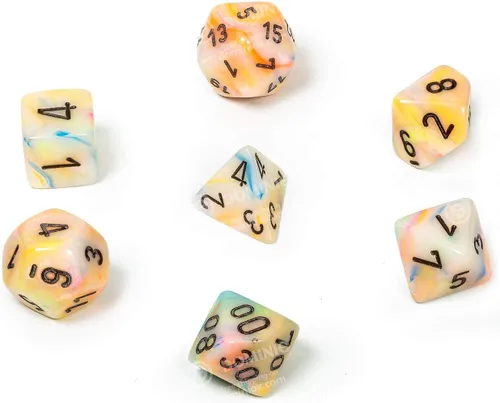 Vista 2 de Juego de dados DND - Dados Chessex D&D de 0.63 pulgadas, juego de dados poliédricos de plástico de circo festivo y negro, Dungeons and Dragons