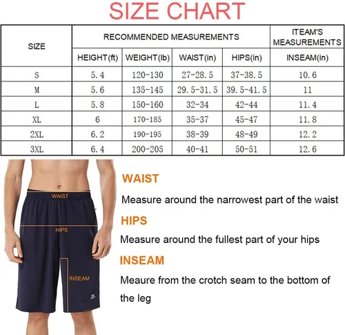 Vista 6 de DEVOROPA Men's Athletic Basketball Shorts Loose-Fit Performance Sports Workout Shorts Zipper Pockets