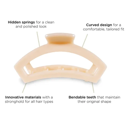 Vista 4 de TELETIES - Pinza para cabello media abierta - Para cabello de fino a medianamente grueso - Agarre fuerte, dientes flexibles, diseño de recorte