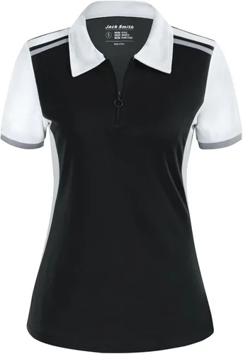 Vista 2 de JACK SMITH Camisas de golf de manga corta para mujer, ajuste seco, absorbe la humedad