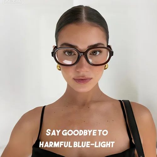 Vista 5 de Dollger Lentes ovalados de luz azul para mujeres y hombres, de gran tamaño, lindos retro de los años 90, grandes y elegantes con bloqueo de luz
