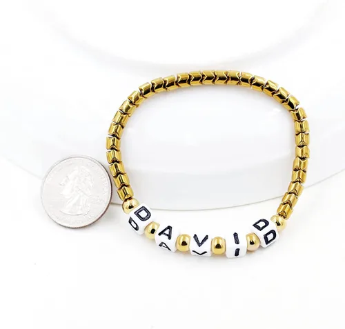 Vista 5 de Personalized Custom Name Initial Letters Hematite Beads Bracelets for Women Men Best Friend Y1533