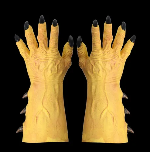 Vista 3 de PURFUN Guantes de mano de demonio horrible de Halloween, para adultos, adolescentes, fiestas, cosplay, accesorios de látex de terror de diablo